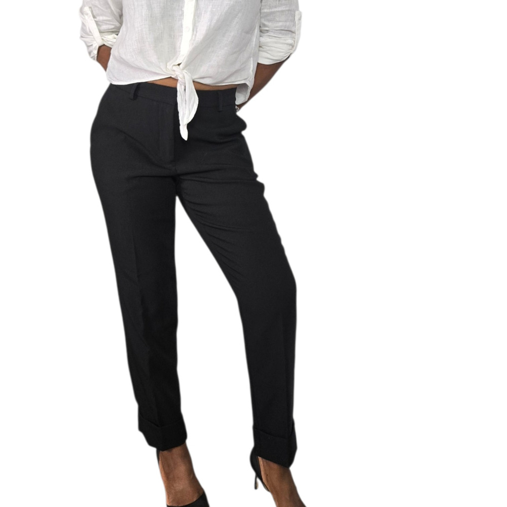 Vince Camuto Dress Pants Black Cuffed Ankle Tailored Suiting Trousers Stretch 4